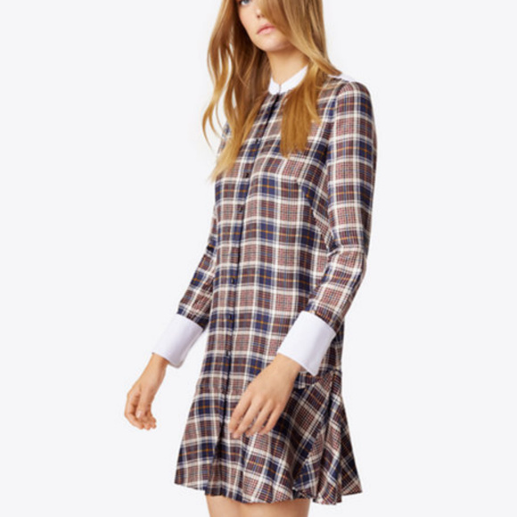 New Cora Milano Tartan Plaid Silk Shirtdress - Picture 2 of 12
